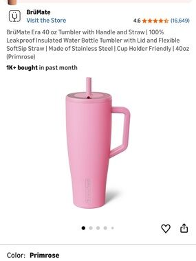 BrüMate 40oz Insulated Tumbler with Handle & Straw - Primrose Pink